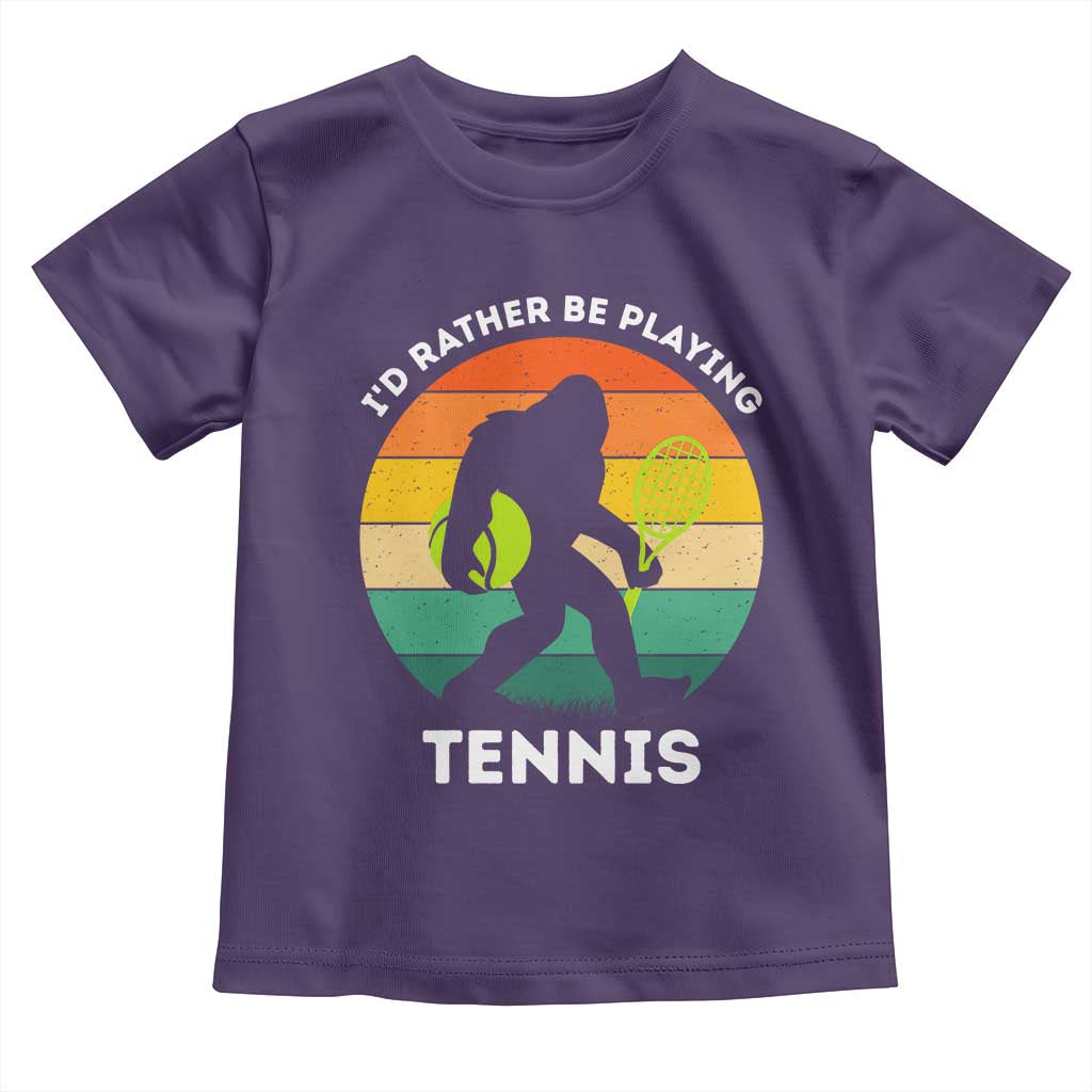 Id Rather Be Playing Tennis Toddler T Shirt Vintage Retro Bigfoot Tennis Player Gift - Wonder Print Shop