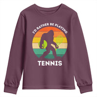 Id Rather Be Playing Tennis Youth Sweatshirt Vintage Retro Bigfoot Tennis Player Gift - Wonder Print Shop