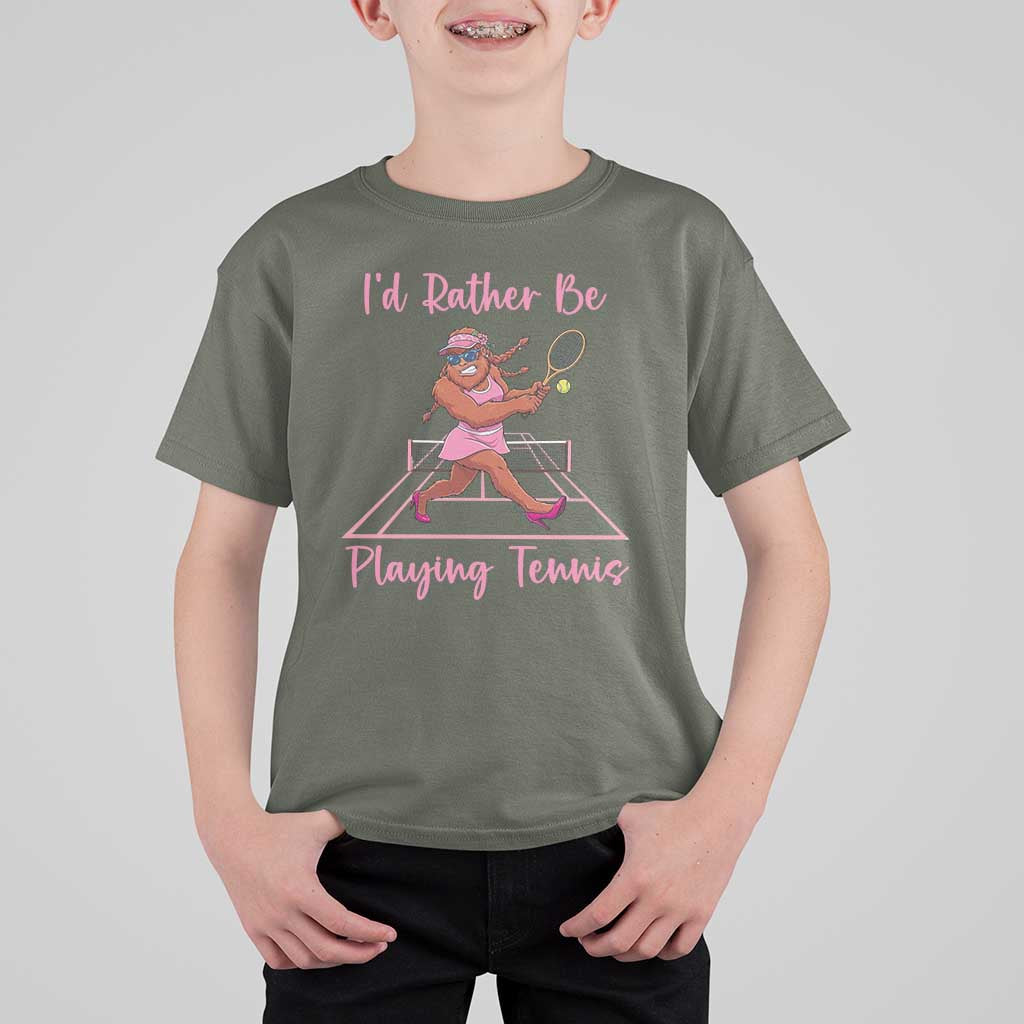 Funny Sexy Bigfoot Playing Tennis T Shirt For Kid Gift For Girls - Wonder Print Shop