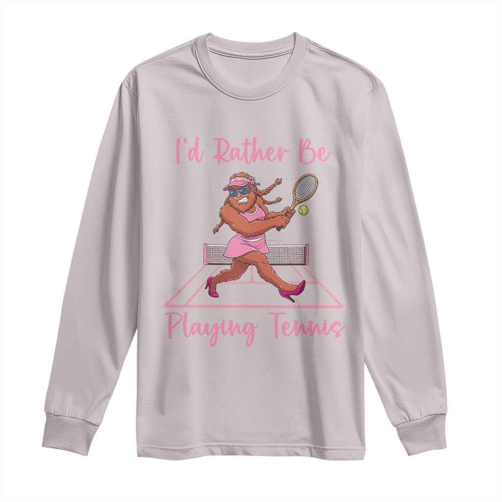 Funny Sexy Bigfoot Playing Tennis Long Sleeve Shirt Gift For Girls - Wonder Print Shop