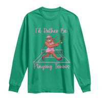 Funny Sexy Bigfoot Playing Tennis Long Sleeve Shirt Gift For Girls - Wonder Print Shop