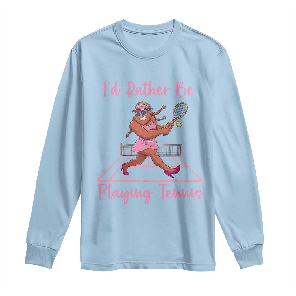 Funny Sexy Bigfoot Playing Tennis Long Sleeve Shirt Gift For Girls - Wonder Print Shop