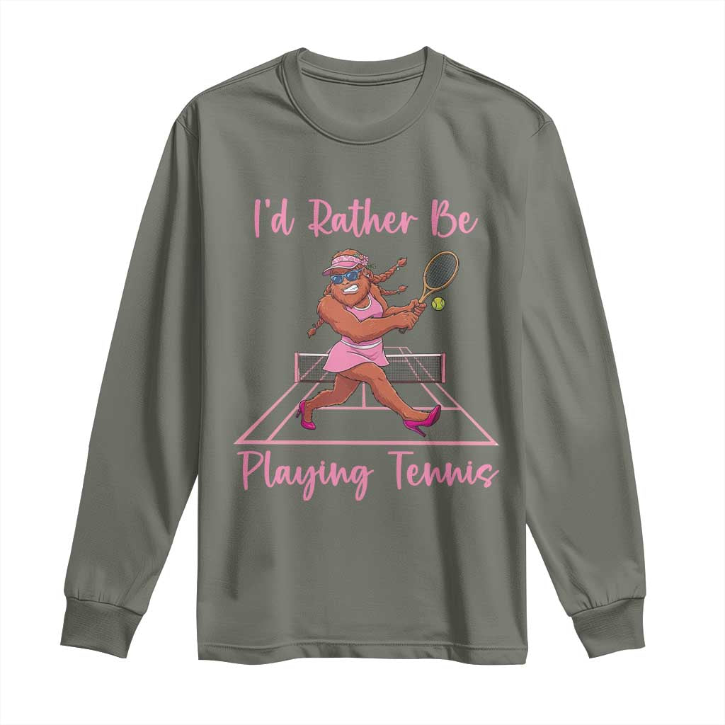 Funny Sexy Bigfoot Playing Tennis Long Sleeve Shirt Gift For Girls - Wonder Print Shop