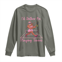 Funny Sexy Bigfoot Playing Tennis Long Sleeve Shirt Gift For Girls - Wonder Print Shop