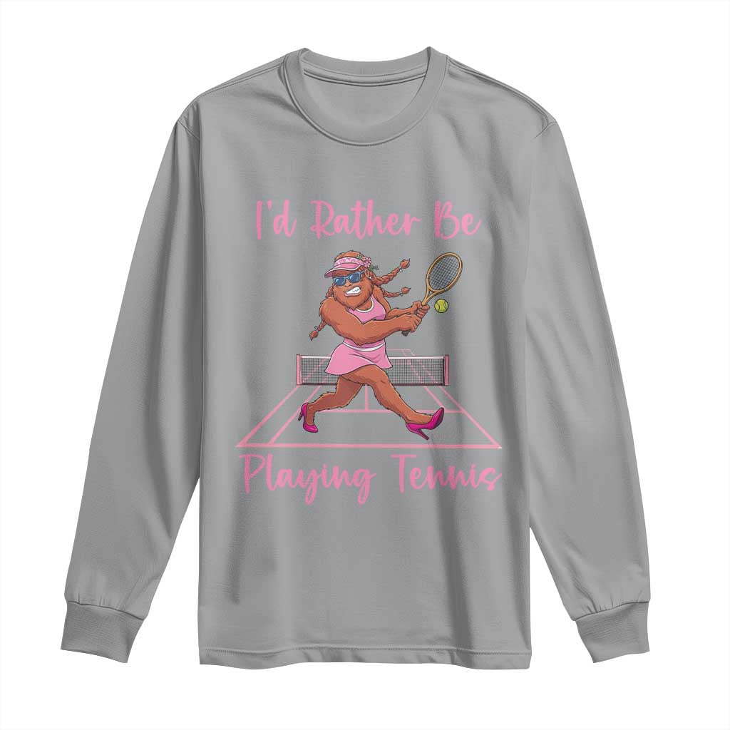 Funny Sexy Bigfoot Playing Tennis Long Sleeve Shirt Gift For Girls - Wonder Print Shop