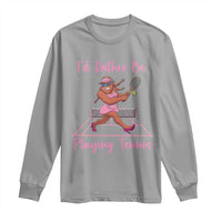Funny Sexy Bigfoot Playing Tennis Long Sleeve Shirt Gift For Girls - Wonder Print Shop