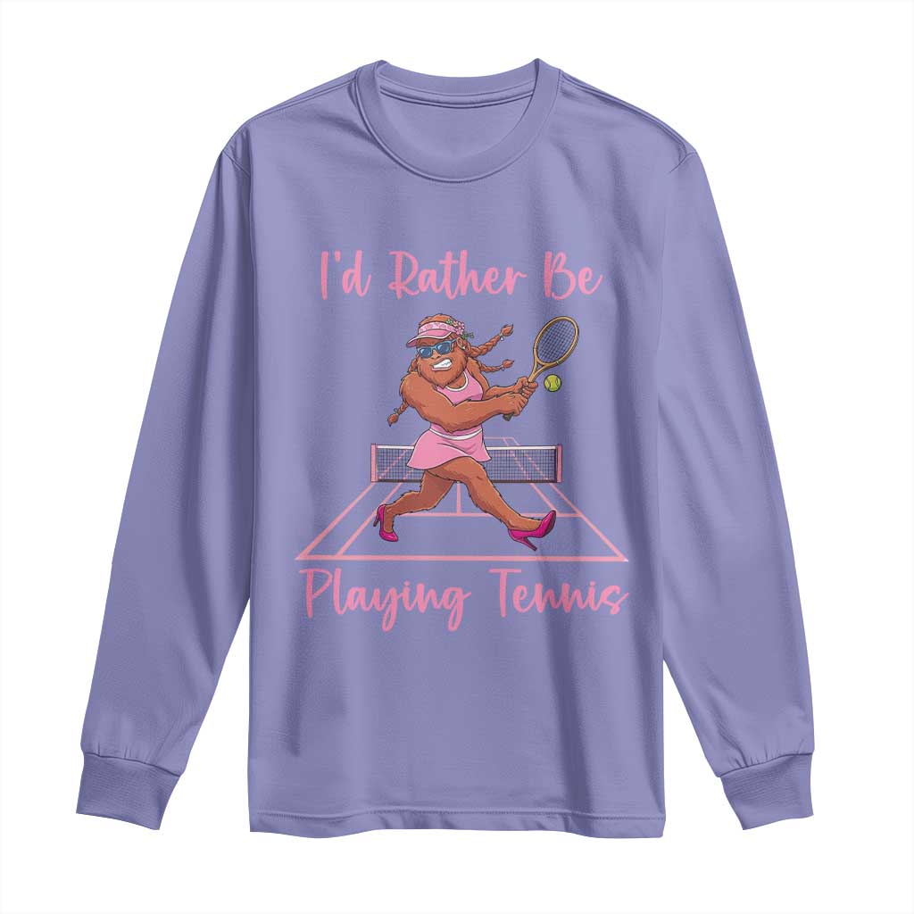 Funny Sexy Bigfoot Playing Tennis Long Sleeve Shirt Gift For Girls - Wonder Print Shop