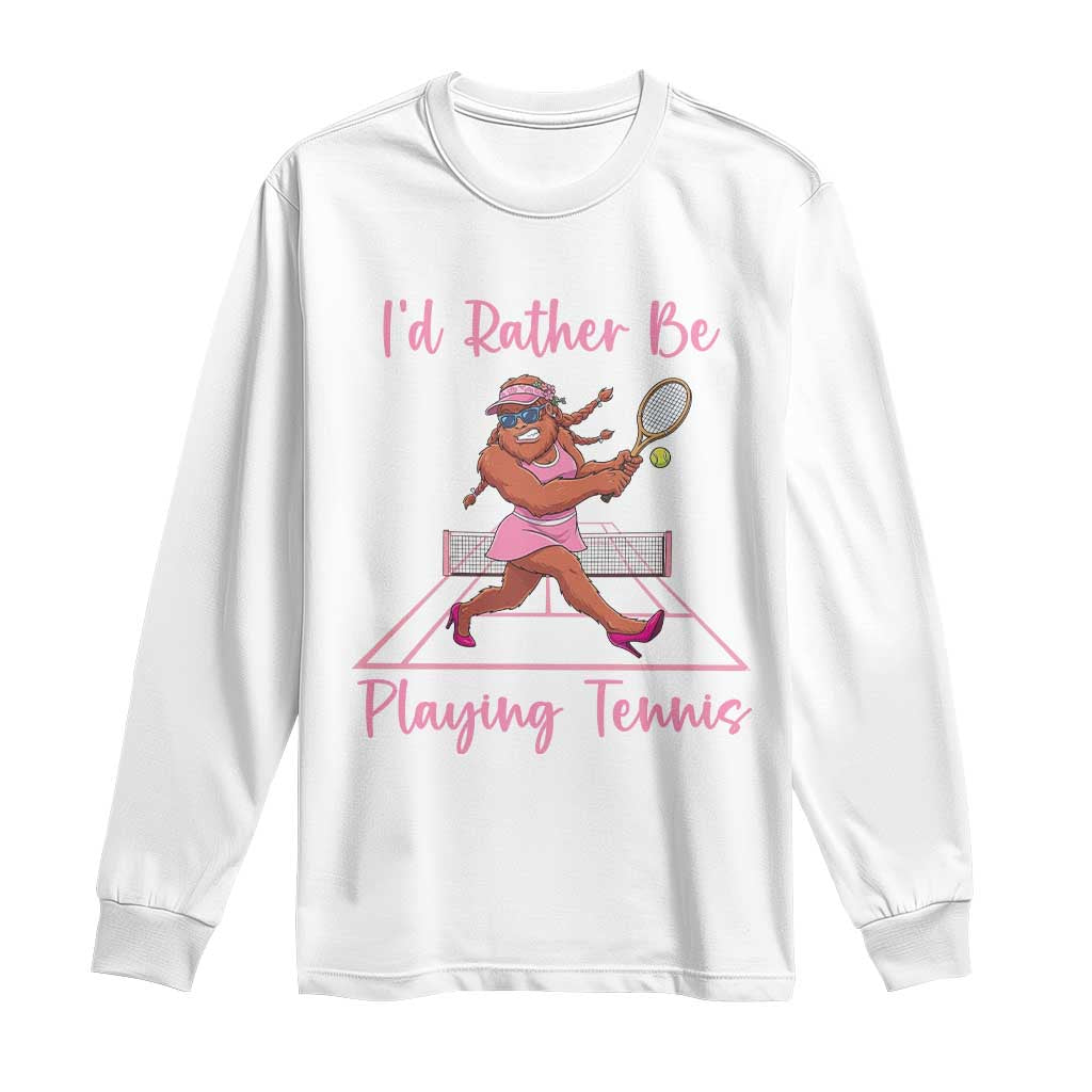 Funny Sexy Bigfoot Playing Tennis Long Sleeve Shirt Gift For Girls - Wonder Print Shop