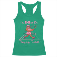 Funny Sexy Bigfoot Playing Tennis Racerback Tank Top Gift For Girls - Wonder Print Shop
