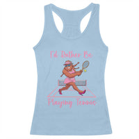 Funny Sexy Bigfoot Playing Tennis Racerback Tank Top Gift For Girls - Wonder Print Shop
