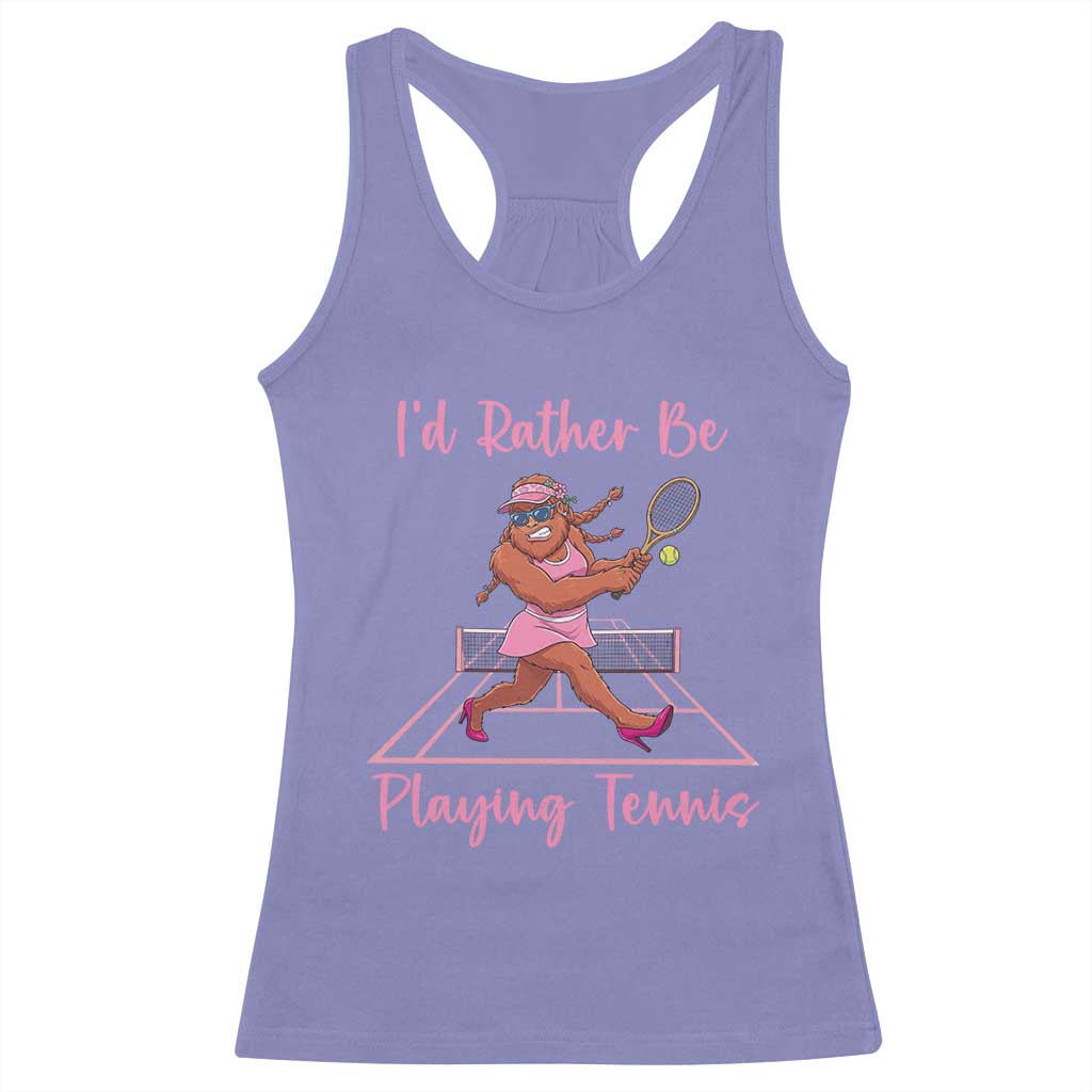 Funny Sexy Bigfoot Playing Tennis Racerback Tank Top Gift For Girls - Wonder Print Shop