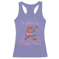 Funny Sexy Bigfoot Playing Tennis Racerback Tank Top Gift For Girls - Wonder Print Shop