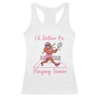 Funny Sexy Bigfoot Playing Tennis Racerback Tank Top Gift For Girls - Wonder Print Shop