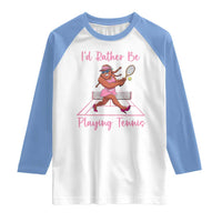 Funny Sexy Bigfoot Playing Tennis Raglan Shirt Gift For Girls - Wonder Print Shop