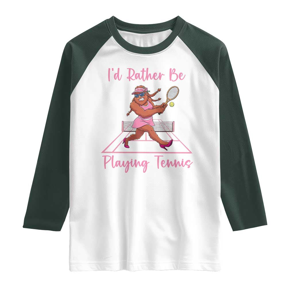 Funny Sexy Bigfoot Playing Tennis Raglan Shirt Gift For Girls - Wonder Print Shop
