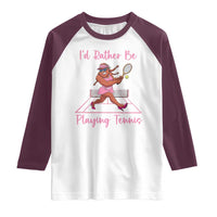 Funny Sexy Bigfoot Playing Tennis Raglan Shirt Gift For Girls - Wonder Print Shop