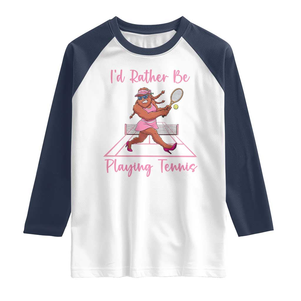 Funny Sexy Bigfoot Playing Tennis Raglan Shirt Gift For Girls - Wonder Print Shop