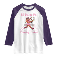 Funny Sexy Bigfoot Playing Tennis Raglan Shirt Gift For Girls - Wonder Print Shop