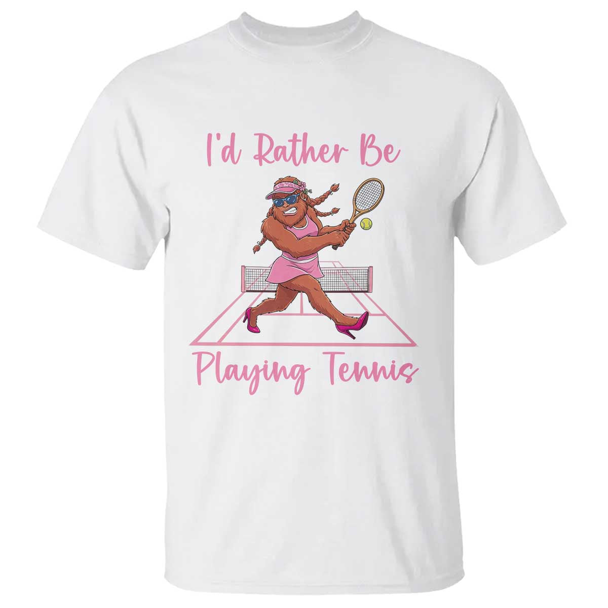 Funny Sexy Bigfoot Playing Tennis T Shirt Gift For Girls - Wonder Print Shop