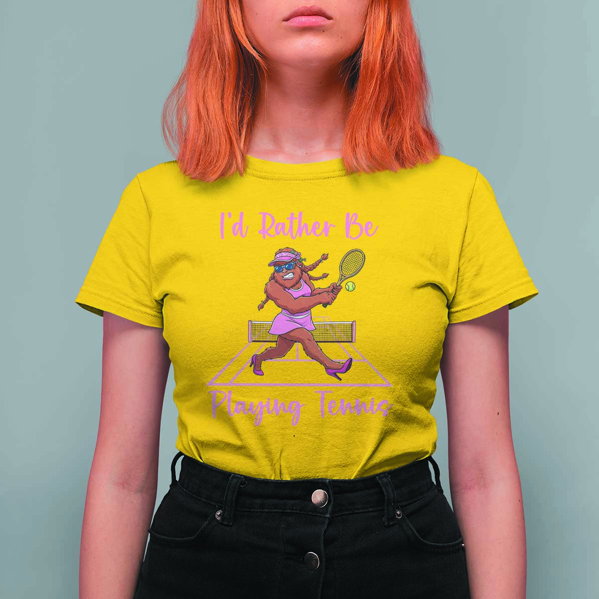 Funny Sexy Bigfoot Playing Tennis T Shirt For Women Gift For Girls - Wonder Print Shop