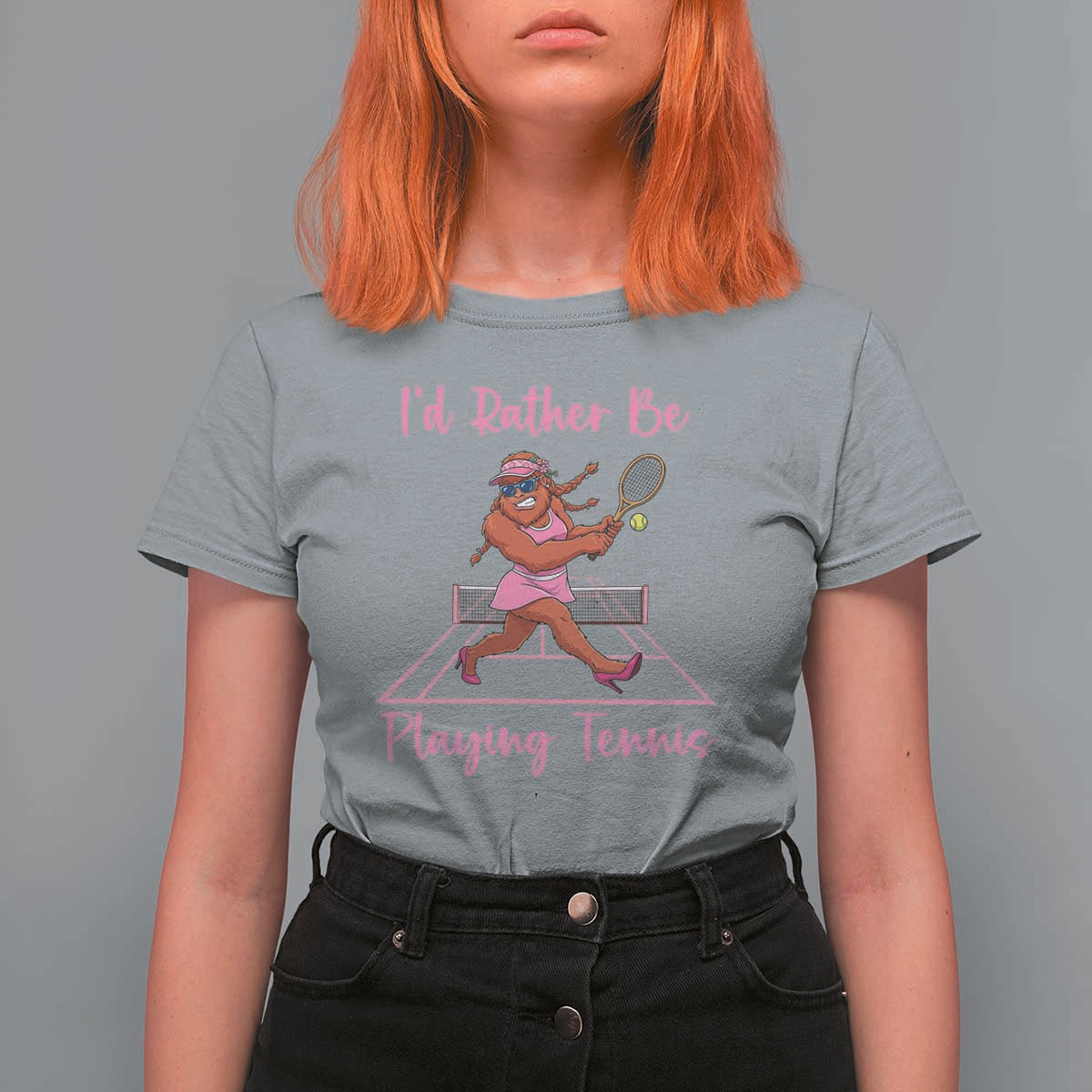 Funny Sexy Bigfoot Playing Tennis T Shirt For Women Gift For Girls - Wonder Print Shop