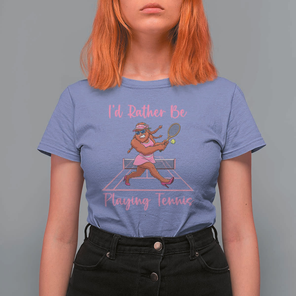 Funny Sexy Bigfoot Playing Tennis T Shirt For Women Gift For Girls - Wonder Print Shop
