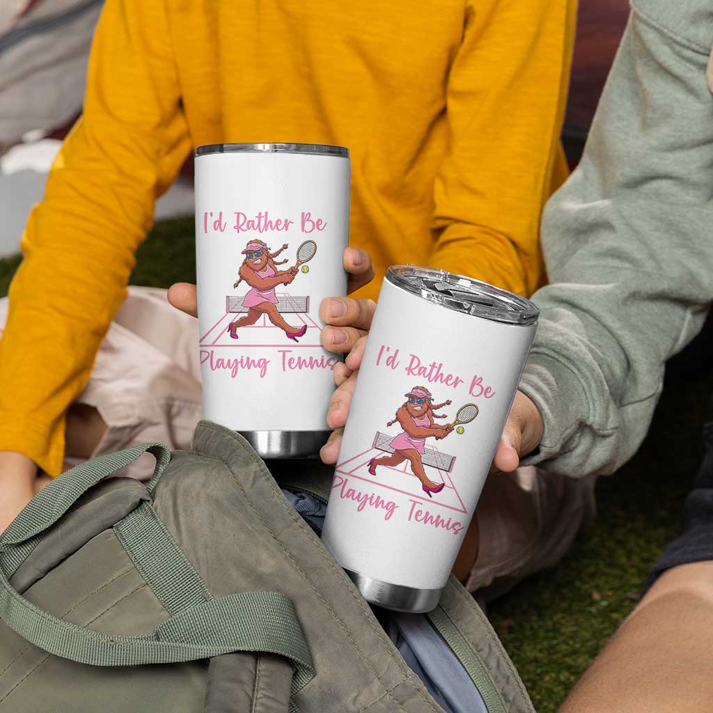 Funny Sexy Bigfoot Playing Tennis Tumbler Cup Gift For Girls - Wonder Print Shop