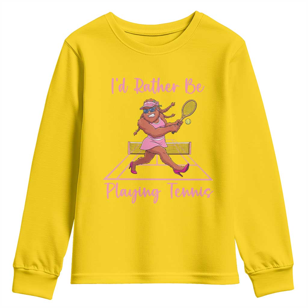 Funny Sexy Bigfoot Playing Tennis Youth Sweatshirt Gift For Girls - Wonder Print Shop