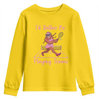 Funny Sexy Bigfoot Playing Tennis Youth Sweatshirt Gift For Girls - Wonder Print Shop