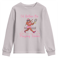 Funny Sexy Bigfoot Playing Tennis Youth Sweatshirt Gift For Girls - Wonder Print Shop