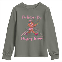 Funny Sexy Bigfoot Playing Tennis Youth Sweatshirt Gift For Girls - Wonder Print Shop