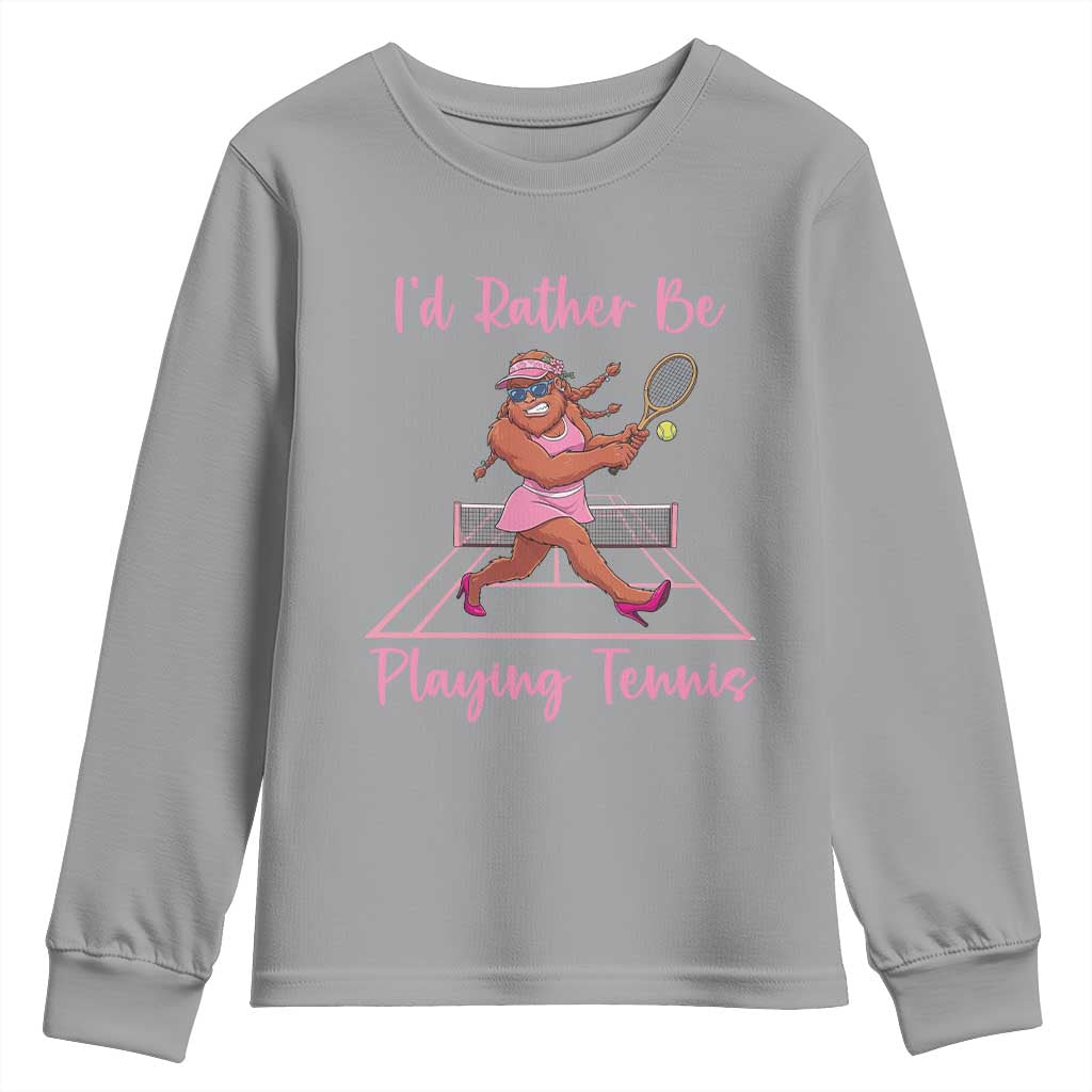 Funny Sexy Bigfoot Playing Tennis Youth Sweatshirt Gift For Girls - Wonder Print Shop