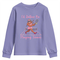 Funny Sexy Bigfoot Playing Tennis Youth Sweatshirt Gift For Girls - Wonder Print Shop