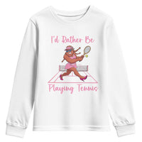 Funny Sexy Bigfoot Playing Tennis Youth Sweatshirt Gift For Girls - Wonder Print Shop