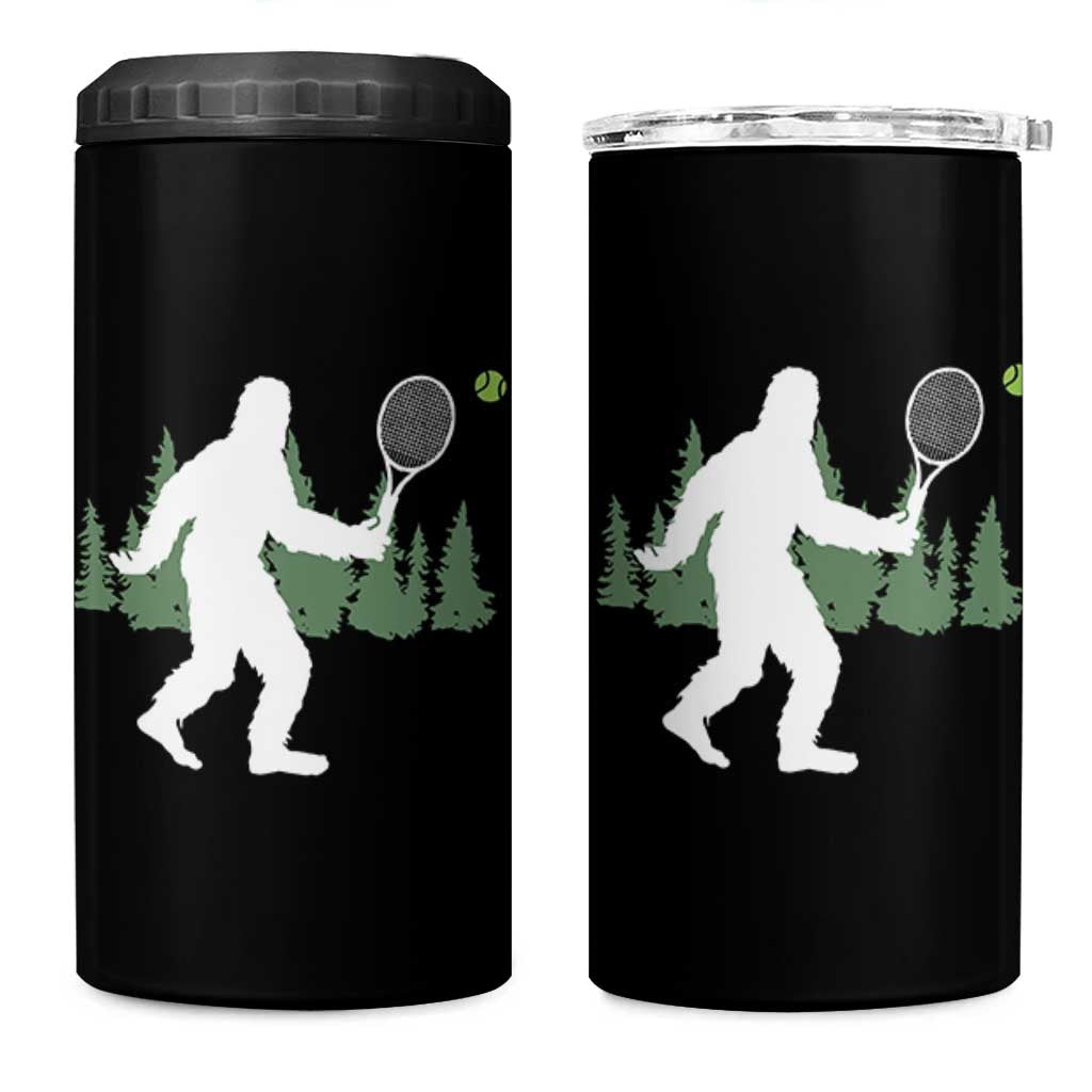 Funny Sasquatch Tennis Player 4 in 1 Can Cooler Tumbler Folklore Cryptid Gift - Wonder Print Shop