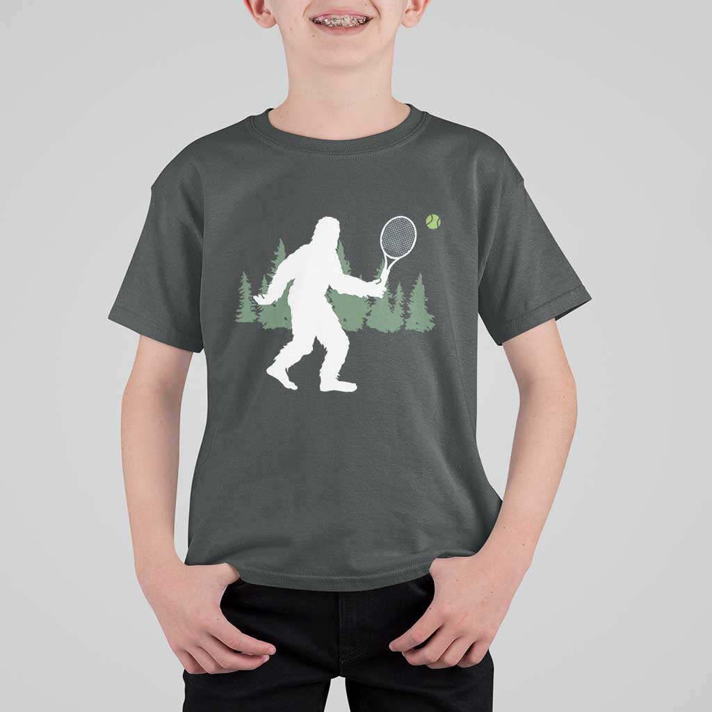 Funny Sasquatch Tennis Player T Shirt For Kid Folklore Cryptid Gift - Wonder Print Shop