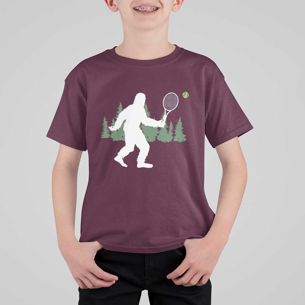 Funny Sasquatch Tennis Player T Shirt For Kid Folklore Cryptid Gift - Wonder Print Shop