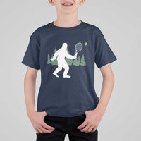 Funny Sasquatch Tennis Player T Shirt For Kid Folklore Cryptid Gift - Wonder Print Shop