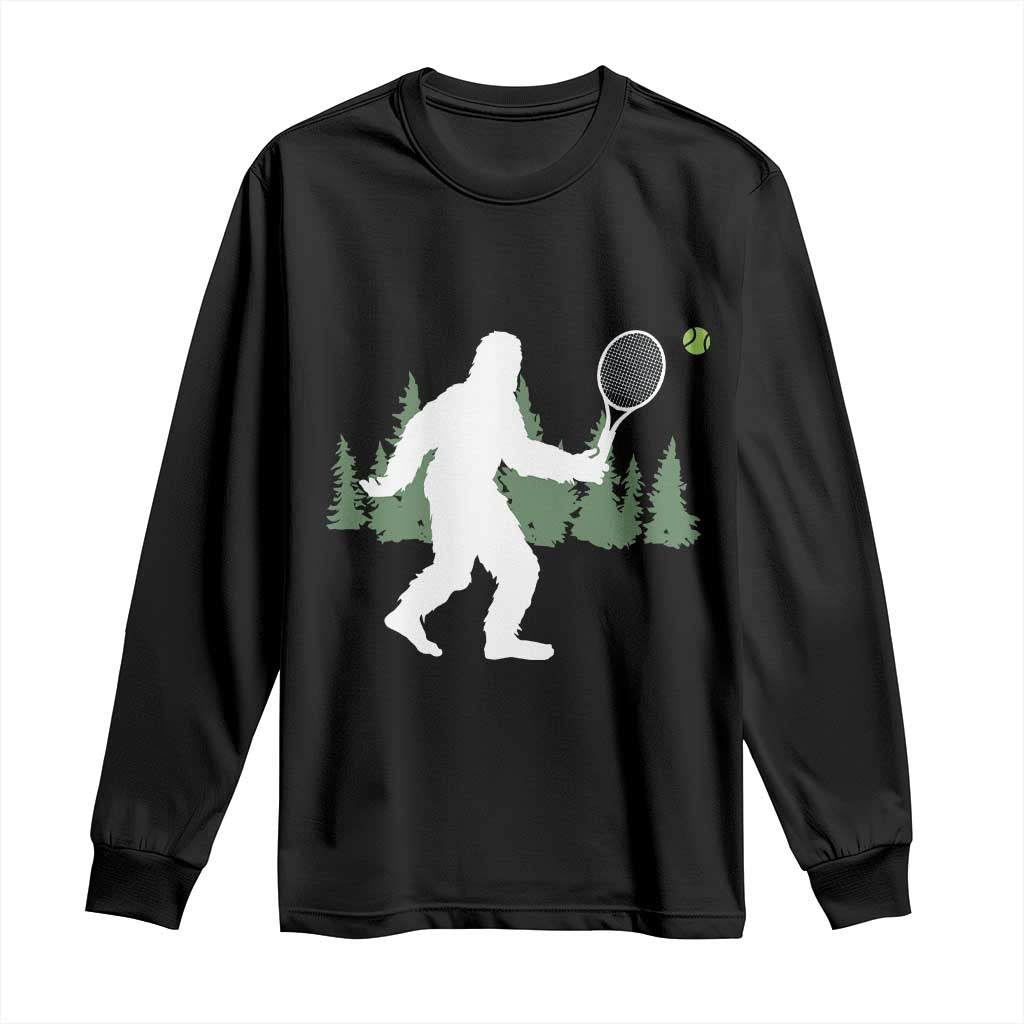 Funny Sasquatch Tennis Player Long Sleeve Shirt Folklore Cryptid Gift - Wonder Print Shop