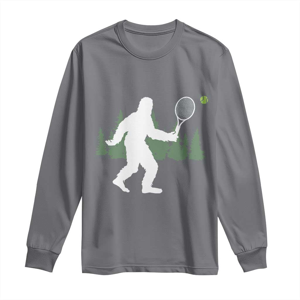 Funny Sasquatch Tennis Player Long Sleeve Shirt Folklore Cryptid Gift - Wonder Print Shop