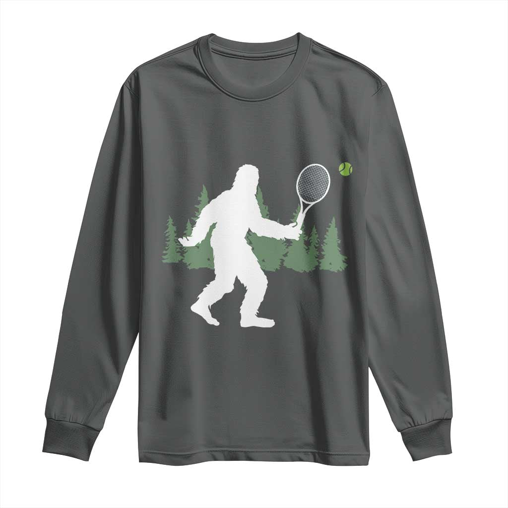 Funny Sasquatch Tennis Player Long Sleeve Shirt Folklore Cryptid Gift - Wonder Print Shop