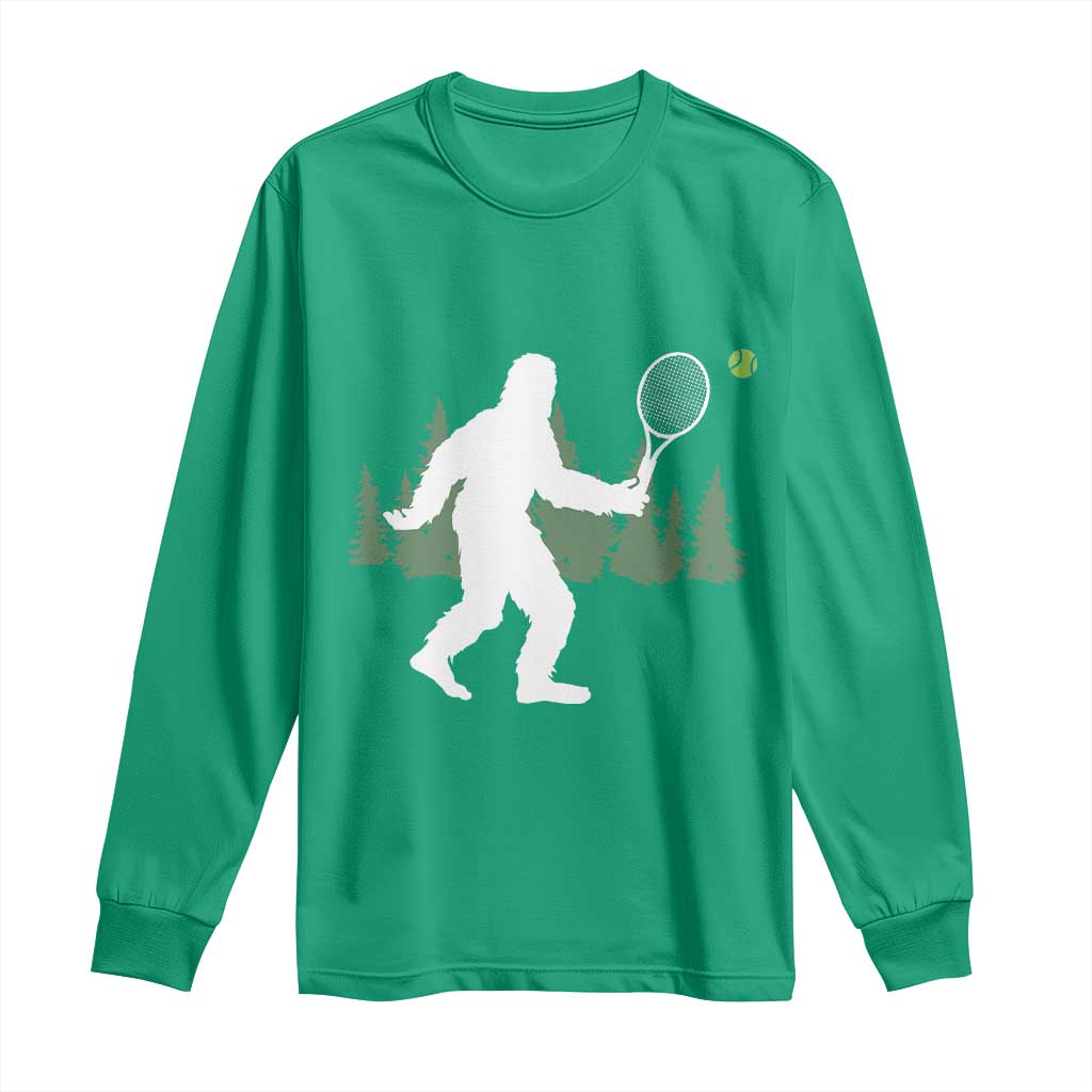 Funny Sasquatch Tennis Player Long Sleeve Shirt Folklore Cryptid Gift - Wonder Print Shop