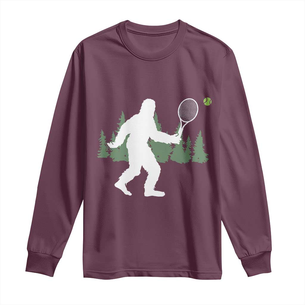 Funny Sasquatch Tennis Player Long Sleeve Shirt Folklore Cryptid Gift - Wonder Print Shop