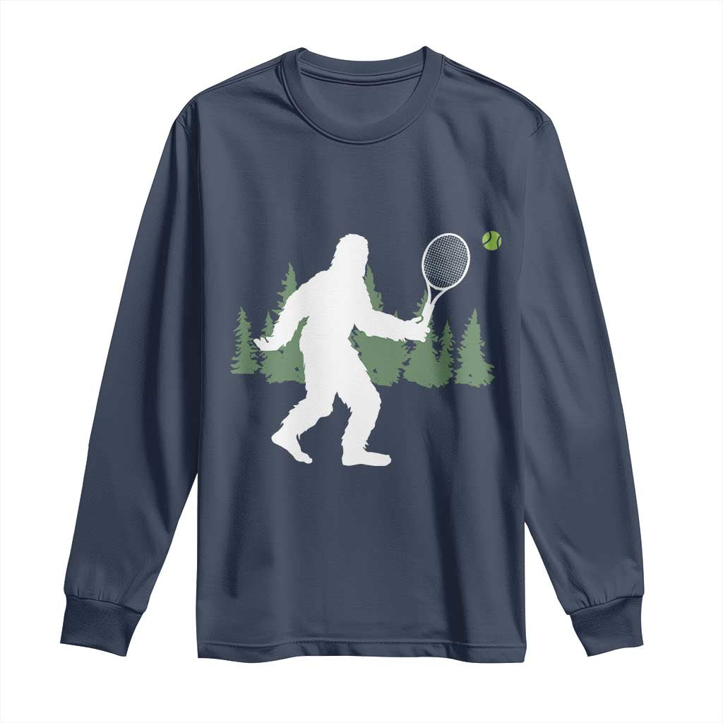 Funny Sasquatch Tennis Player Long Sleeve Shirt Folklore Cryptid Gift - Wonder Print Shop
