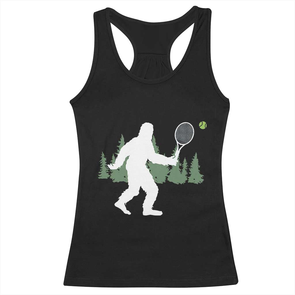 Funny Sasquatch Tennis Player Racerback Tank Top Folklore Cryptid Gift - Wonder Print Shop