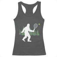 Funny Sasquatch Tennis Player Racerback Tank Top Folklore Cryptid Gift - Wonder Print Shop