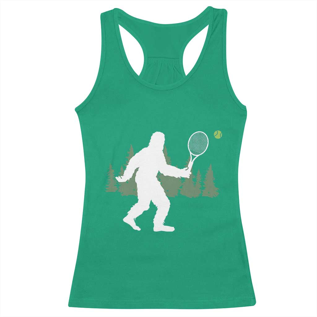 Funny Sasquatch Tennis Player Racerback Tank Top Folklore Cryptid Gift - Wonder Print Shop
