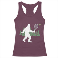 Funny Sasquatch Tennis Player Racerback Tank Top Folklore Cryptid Gift - Wonder Print Shop