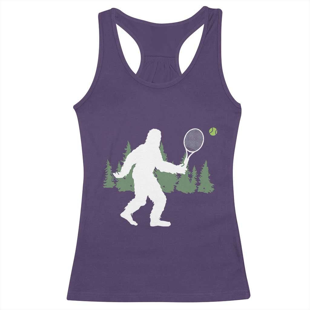 Funny Sasquatch Tennis Player Racerback Tank Top Folklore Cryptid Gift - Wonder Print Shop