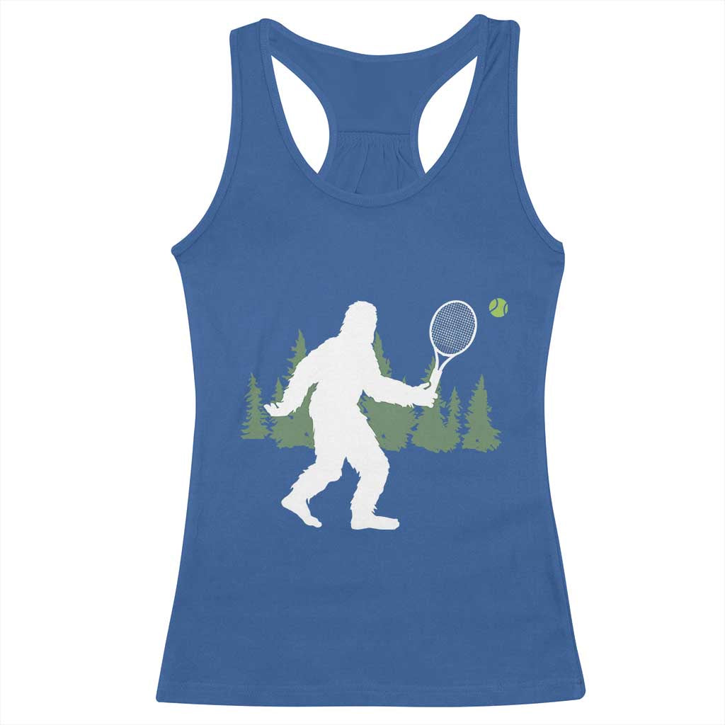 Funny Sasquatch Tennis Player Racerback Tank Top Folklore Cryptid Gift - Wonder Print Shop